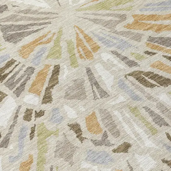 Beige And Taupe Abstract Washable Indoor Outdoor Area Rug Photo 6