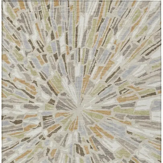 Beige And Taupe Abstract Washable Indoor Outdoor Area Rug Photo 4