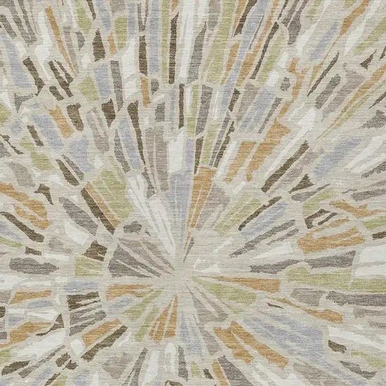 Beige And Taupe Abstract Washable Indoor Outdoor Area Rug Photo 3