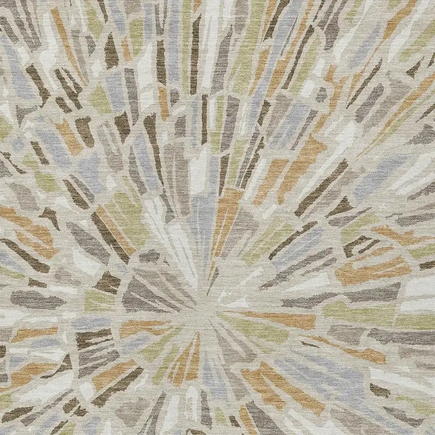Beige And Taupe Abstract Washable Indoor Outdoor Area Rug Photo 3