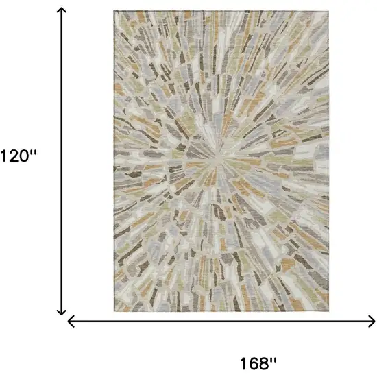Beige And Taupe Abstract Washable Indoor Outdoor Area Rug Photo 7