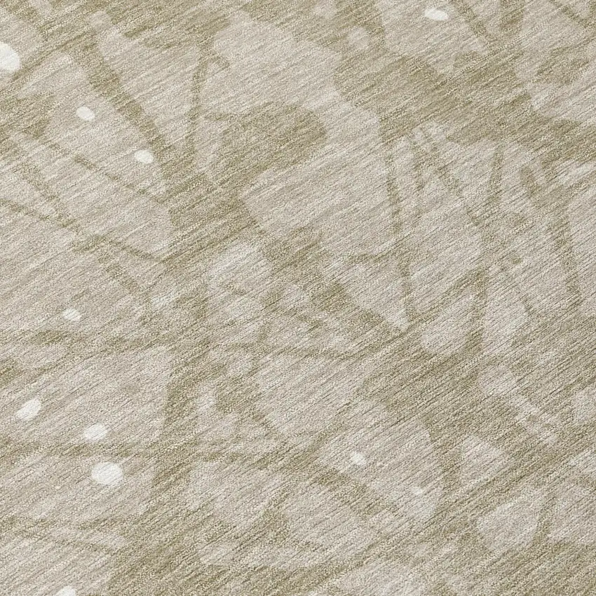 Beige And Taupe Abstract Washable Indoor Outdoor Area Rug Photo 5