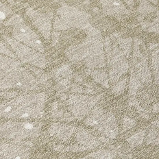 Beige And Taupe Abstract Washable Indoor Outdoor Area Rug Photo 5