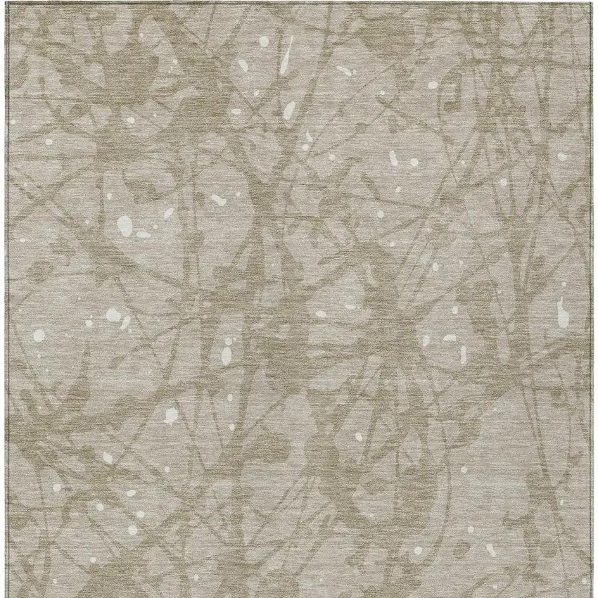 Beige And Taupe Abstract Washable Indoor Outdoor Area Rug Photo 3