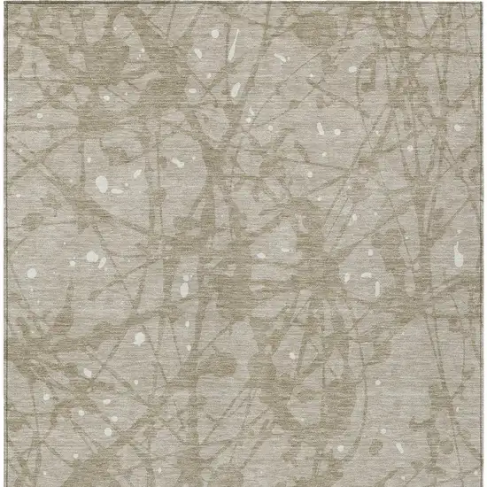 Beige And Taupe Abstract Washable Indoor Outdoor Area Rug Photo 3
