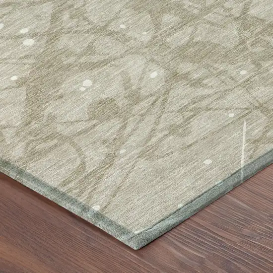 Beige And Taupe Abstract Washable Indoor Outdoor Area Rug Photo 4