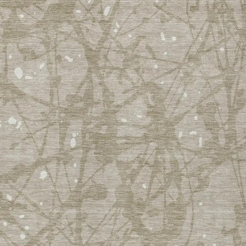Beige And Taupe Abstract Washable Indoor Outdoor Area Rug Photo 2