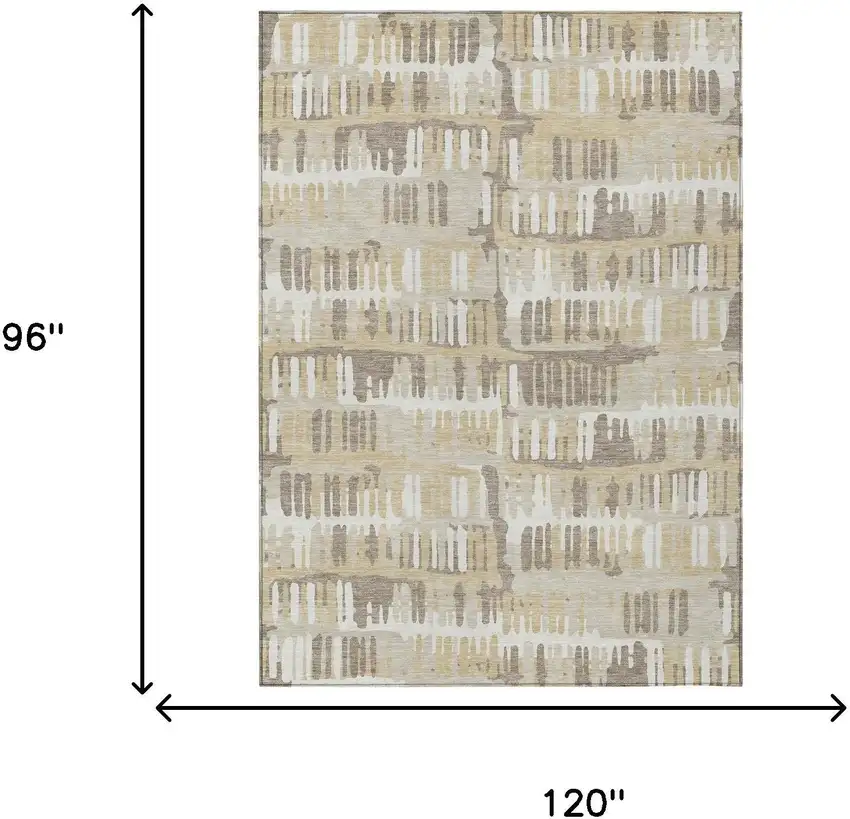 Beige And Taupe Abstract Washable Indoor Outdoor Area Rug Photo 9