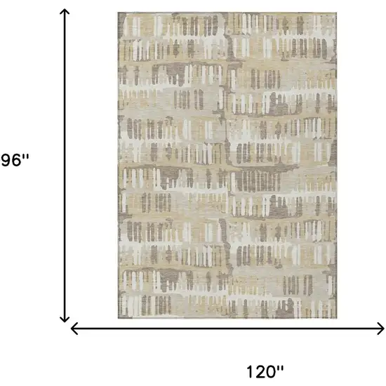 Beige And Taupe Abstract Washable Indoor Outdoor Area Rug Photo 9