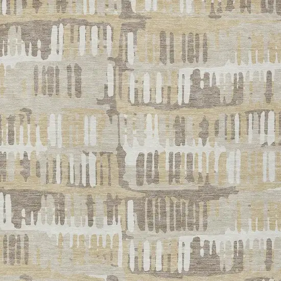 Beige And Taupe Abstract Washable Indoor Outdoor Area Rug Photo 5