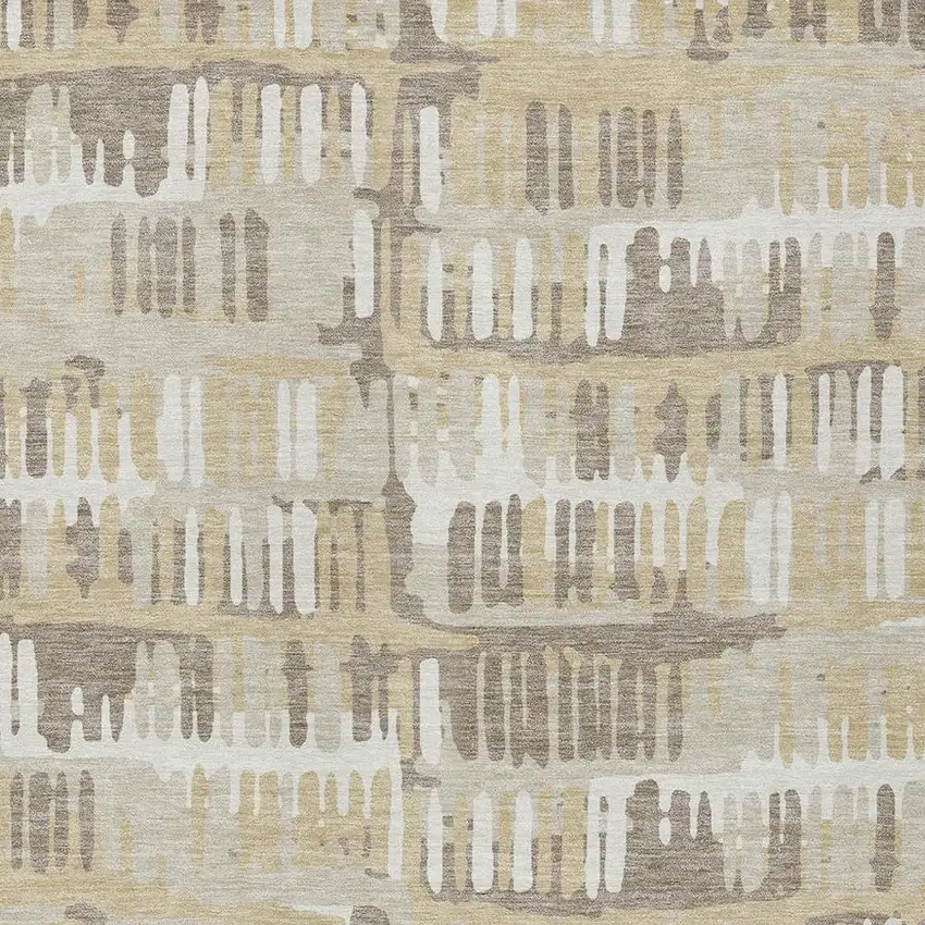 Beige And Taupe Abstract Washable Indoor Outdoor Area Rug Photo 5
