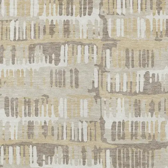 Beige And Taupe Abstract Washable Indoor Outdoor Area Rug Photo 3
