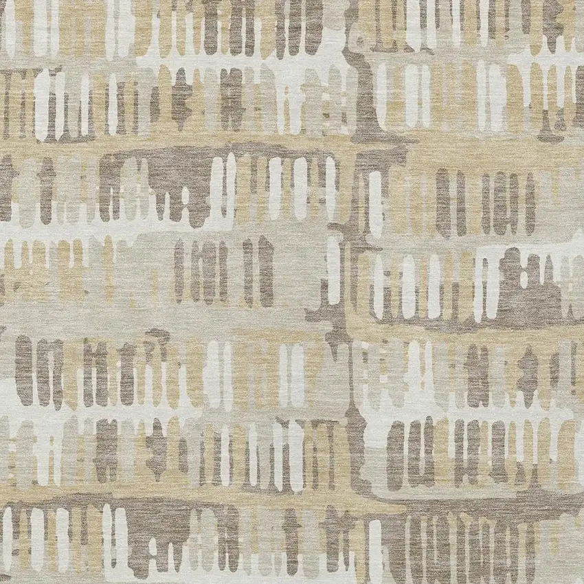 Beige And Taupe Abstract Washable Indoor Outdoor Area Rug Photo 3