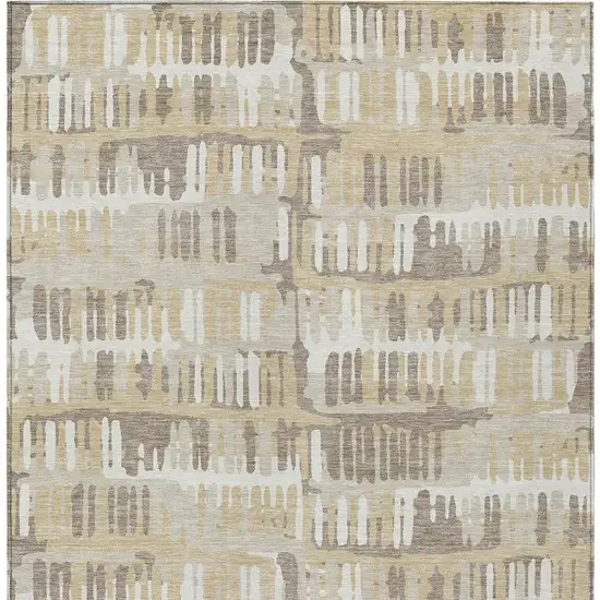 Beige And Taupe Abstract Washable Indoor Outdoor Area Rug Photo 4