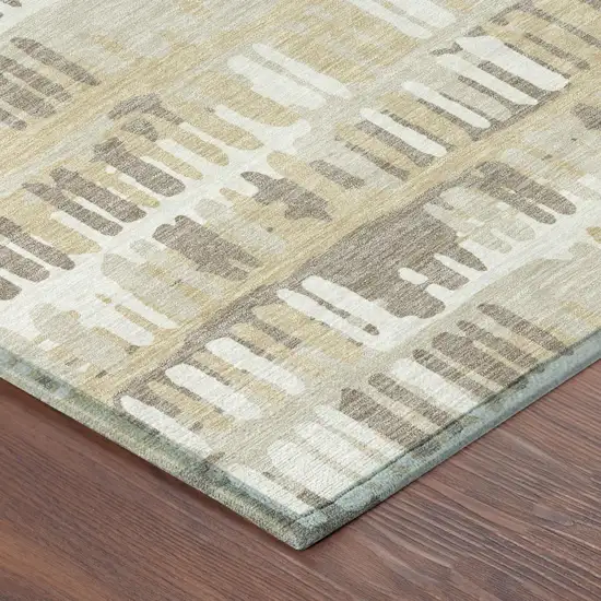 Beige And Taupe Abstract Washable Indoor Outdoor Area Rug Photo 7