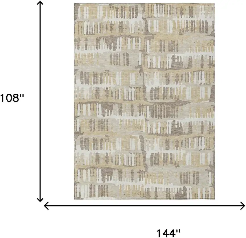 Beige And Taupe Abstract Washable Indoor Outdoor Area Rug Photo 9