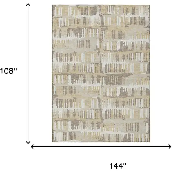 Beige And Taupe Abstract Washable Indoor Outdoor Area Rug Photo 9