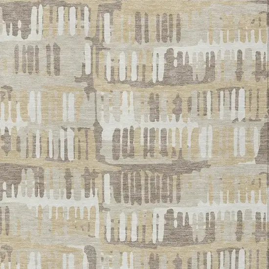 Beige And Taupe Abstract Washable Indoor Outdoor Area Rug Photo 3