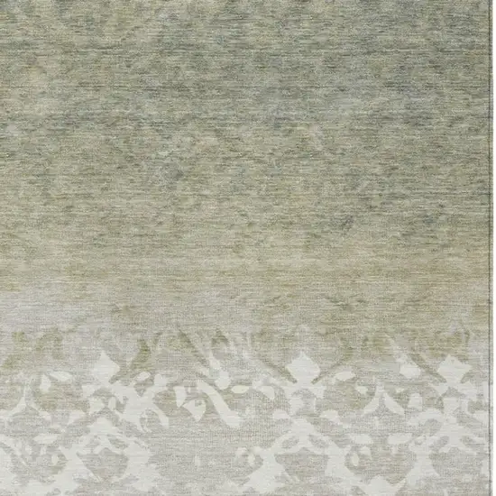 Beige And Taupe Damask Washable Indoor Outdoor Area Rug Photo 3