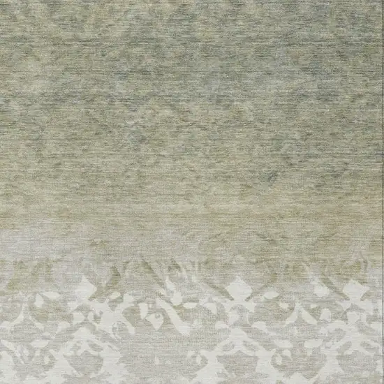 Beige And Taupe Damask Washable Indoor Outdoor Area Rug Photo 3