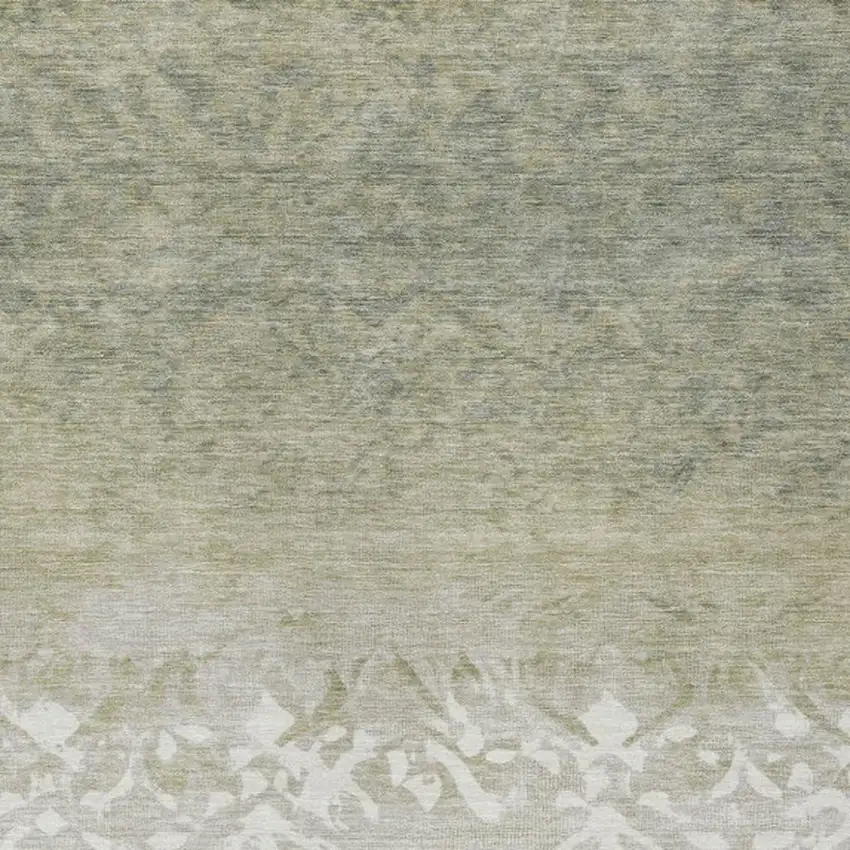 Beige And Taupe Damask Washable Indoor Outdoor Area Rug Photo 1