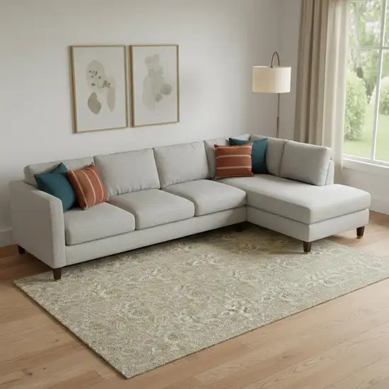 Beige And Taupe Floral Washable Area Rug With UV Protection Photo 2