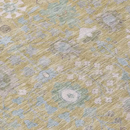 Beige And Taupe Floral Washable Indoor Outdoor Area Rug Photo 6