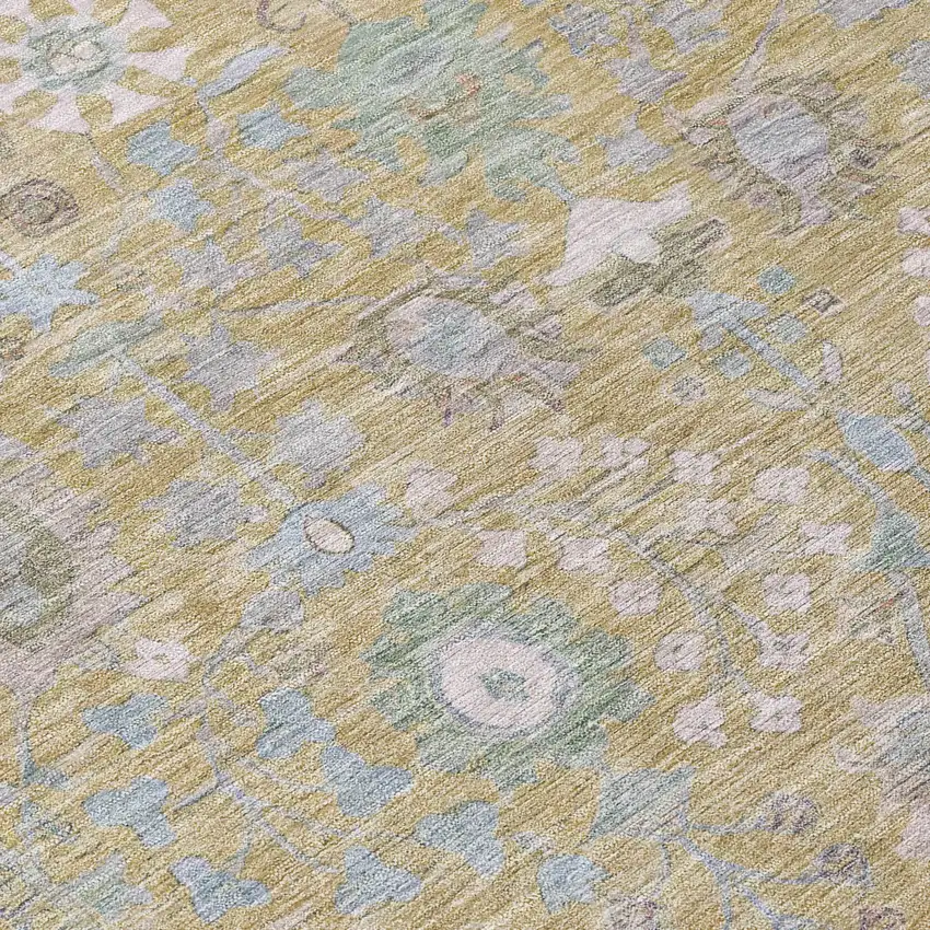 Beige And Taupe Floral Washable Indoor Outdoor Area Rug Photo 6