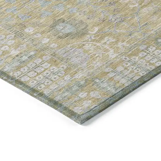 Beige And Taupe Floral Washable Indoor Outdoor Area Rug Photo 4