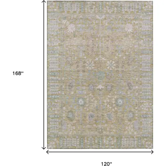 Beige And Taupe Floral Washable Indoor Outdoor Area Rug Photo 2
