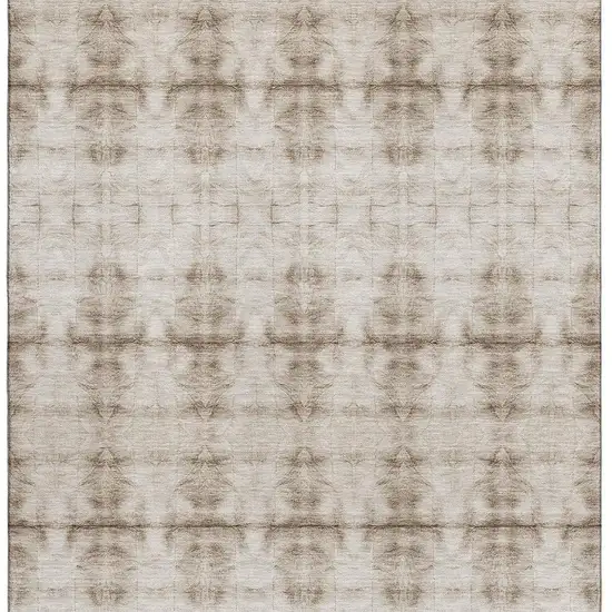 Beige And Taupe Geometric Washable Area Rug With UV Protection Photo 4