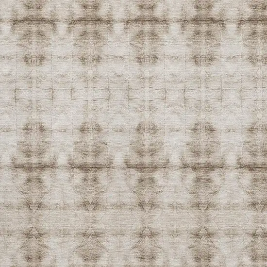 Beige And Taupe Geometric Washable Area Rug With UV Protection Photo 3