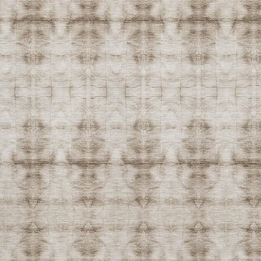 Beige And Taupe Geometric Washable Area Rug With UV Protection Photo 3