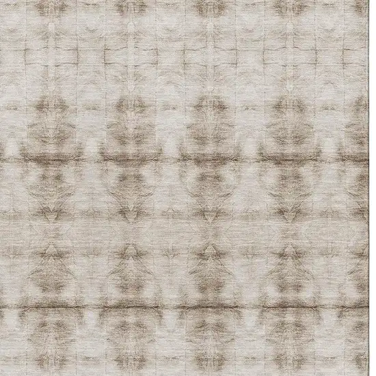 Beige And Taupe Geometric Washable Area Rug With UV Protection Photo 3