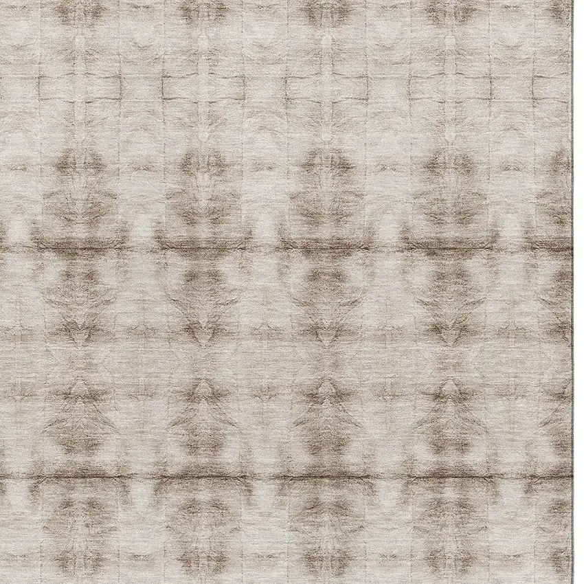 Beige And Taupe Geometric Washable Area Rug With UV Protection Photo 3