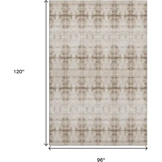 Beige And Taupe Geometric Washable Area Rug With UV Protection Photo 3