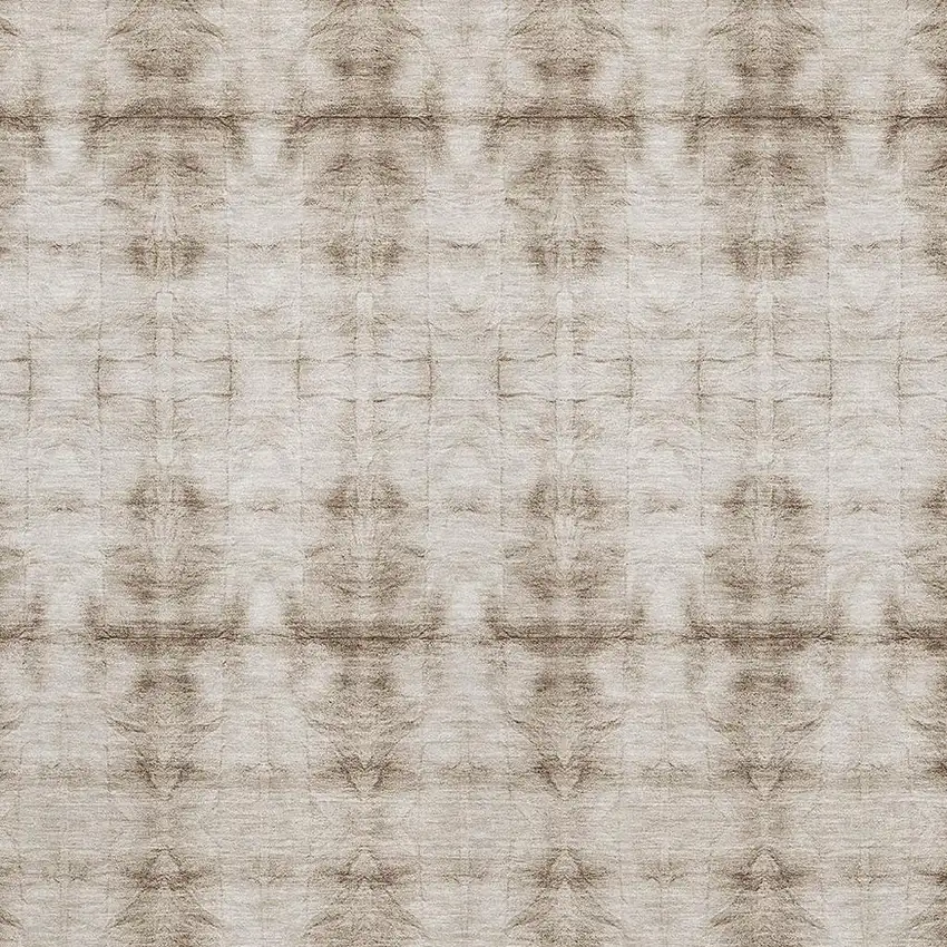 Beige And Taupe Geometric Washable Area Rug With UV Protection Photo 3