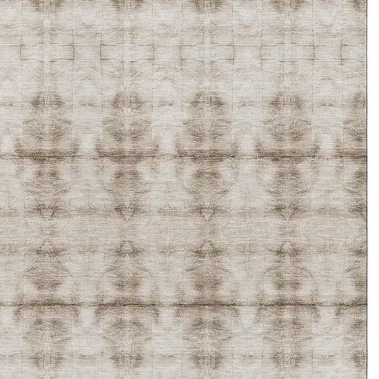 Beige And Taupe Geometric Washable Area Rug With UV Protection Photo 3