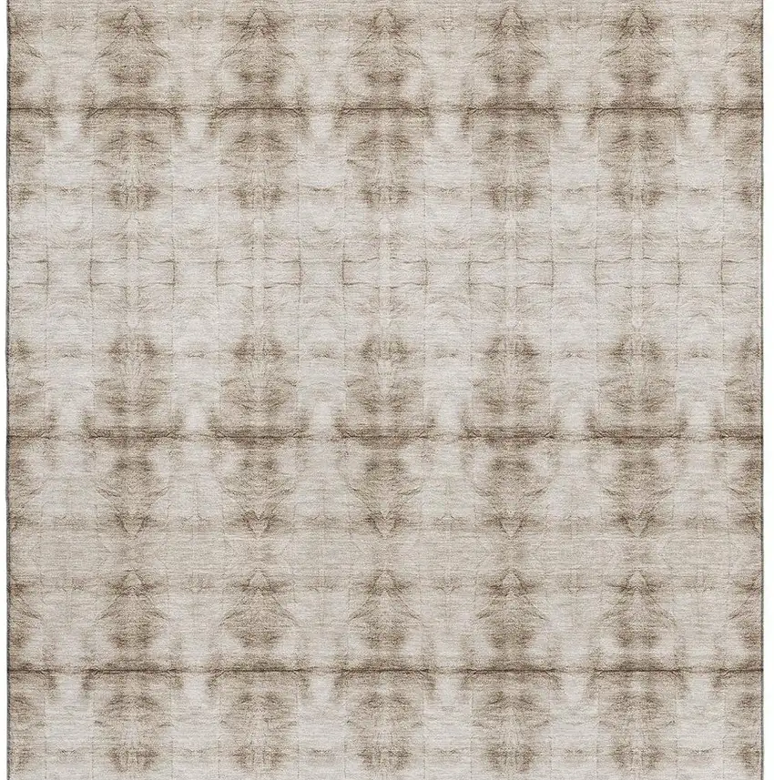 Beige And Taupe Geometric Washable Area Rug With UV Protection Photo 3