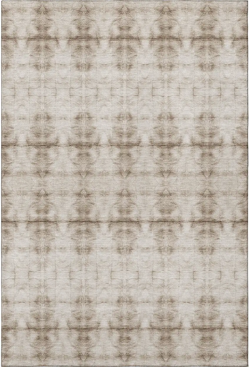 Beige And Taupe Geometric Washable Area Rug With UV Protection Photo 4