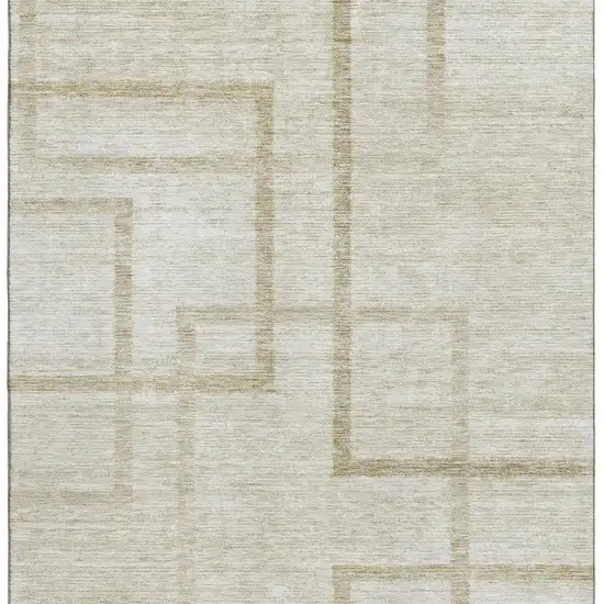 Beige And Taupe Geometric Washable Area Rug With UV Protection Photo 3