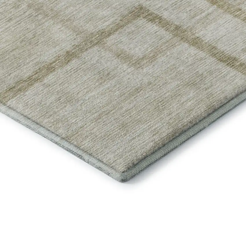 Beige And Taupe Geometric Washable Area Rug With UV Protection Photo 8