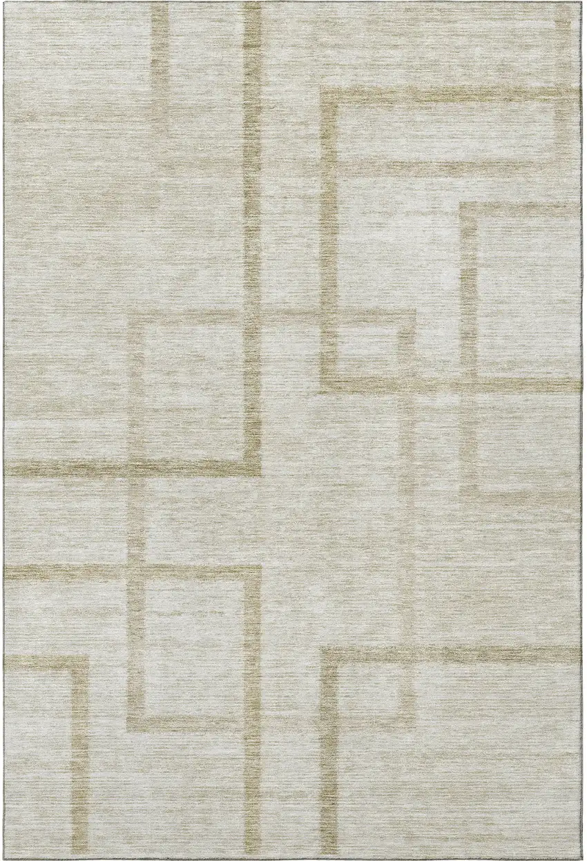 Beige And Taupe Geometric Washable Area Rug With UV Protection Photo 4