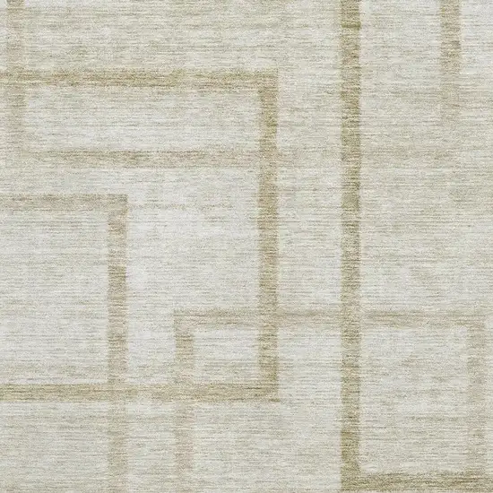 Beige And Taupe Geometric Washable Area Rug With UV Protection Photo 3