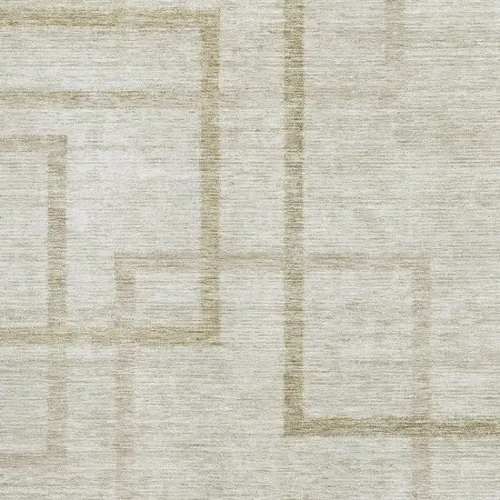 Beige And Taupe Geometric Washable Area Rug With UV Protection Photo 3