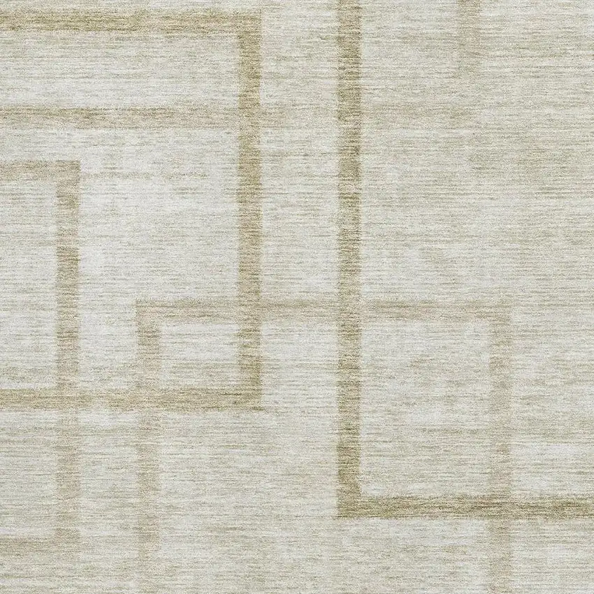 Beige And Taupe Geometric Washable Area Rug With UV Protection Photo 3