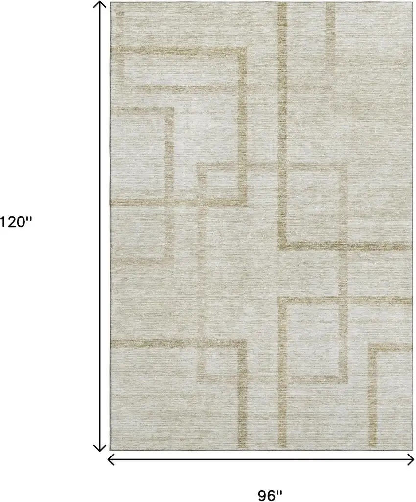 Beige And Taupe Geometric Washable Area Rug With UV Protection Photo 3