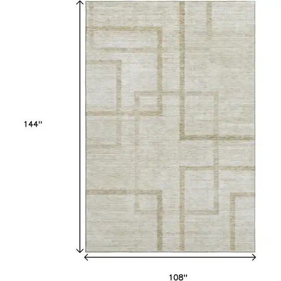 Beige And Taupe Geometric Washable Area Rug With UV Protection Photo 3