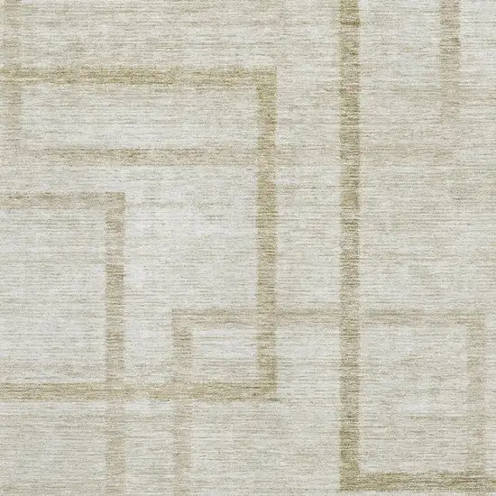 Beige And Taupe Geometric Washable Area Rug With UV Protection Photo 3
