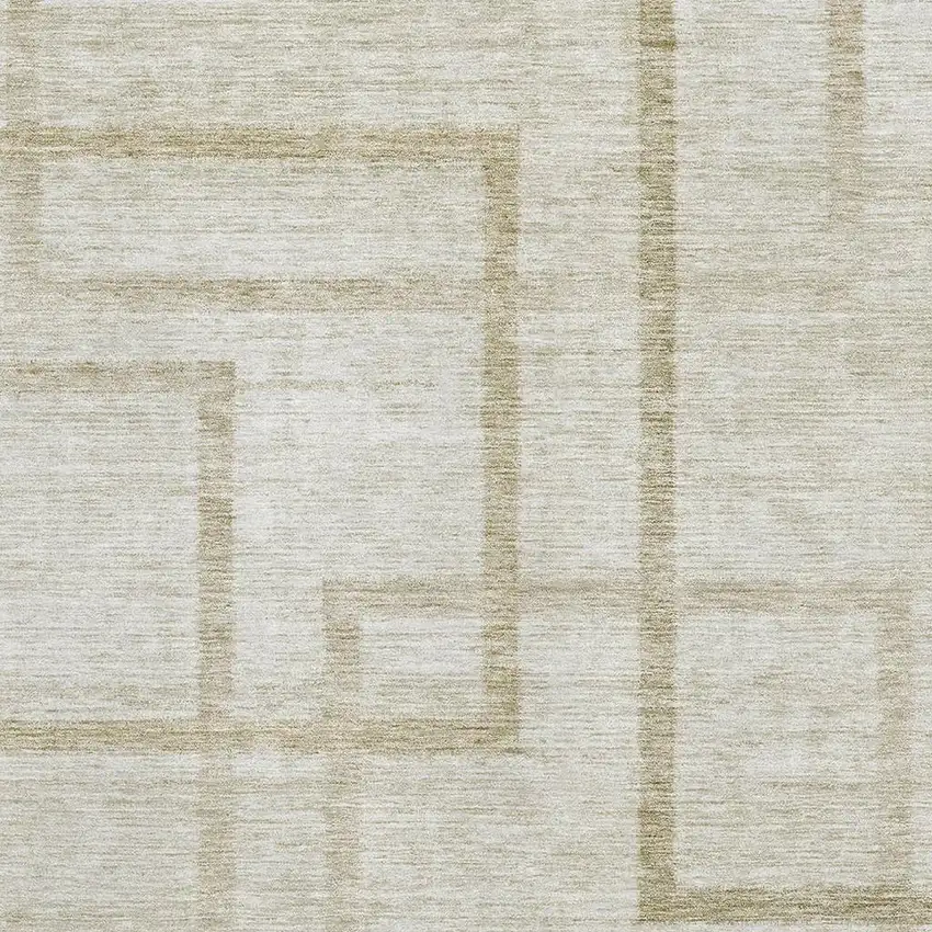 Beige And Taupe Geometric Washable Area Rug With UV Protection Photo 3